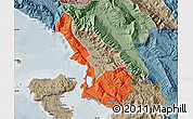 Political Map of Sarandë, semi-desaturated