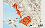Political Map of Sarandë, shaded relief outside