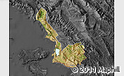 Satellite Map of Sarandë, darken, desaturated