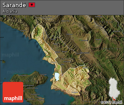 Satellite Map of Sarandë, darken