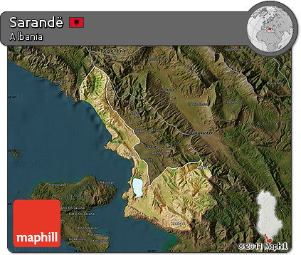 Satellite Map of Sarandë, darken