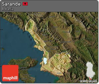 Satellite Map of Sarandë, darken