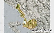 Satellite Map of Sarandë, lighten, semi-desaturated