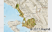 Satellite Map of Sarandë, shaded relief outside