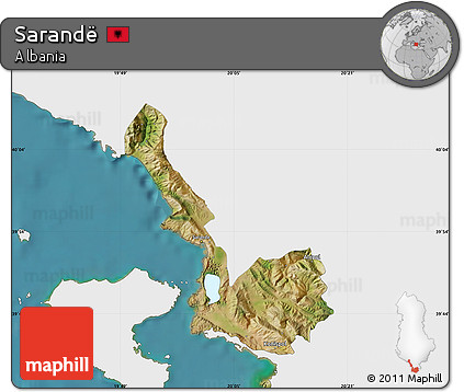 Satellite Map of Sarandë, single color outside