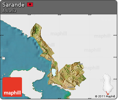 Satellite Map of Sarandë, single color outside