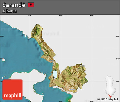 Satellite Map of Sarandë, single color outside