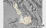 Shaded Relief Map of Sarandë, darken, desaturated
