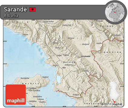 Shaded Relief Map of Sarandë