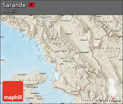 Shaded Relief Map of Sarandë