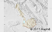 Shaded Relief Map of Sarandë, lighten, desaturated