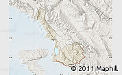 Shaded Relief Map of Sarandë, lighten