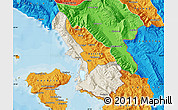 Shaded Relief Map of Sarandë, political outside