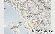 Shaded Relief Map of Sarandë, semi-desaturated