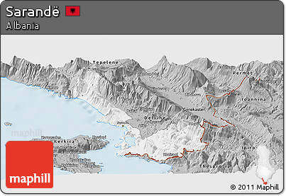 Gray Panoramic Map of Sarandë