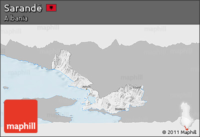 Gray Panoramic Map of Sarandë, single color outside
