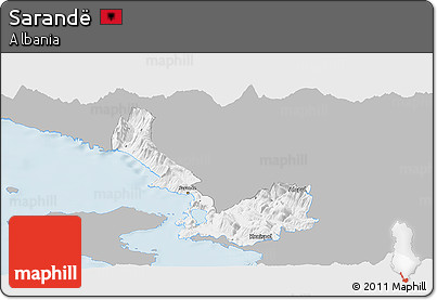 Gray Panoramic Map of Sarandë, single color outside