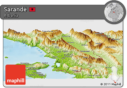 Physical Panoramic Map of Sarandë