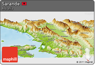 Physical Panoramic Map of Sarandë