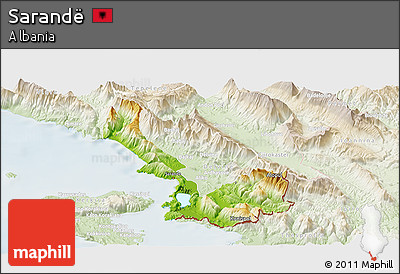 Physical Panoramic Map of Sarandë, lighten