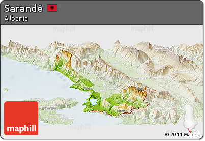 Physical Panoramic Map of Sarandë, lighten