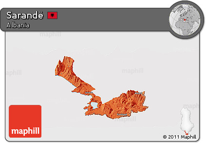 Political Panoramic Map of Sarandë, cropped outside