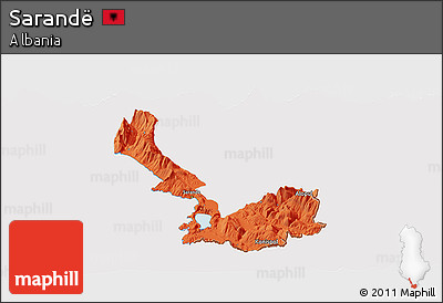 Political Panoramic Map of Sarandë, cropped outside