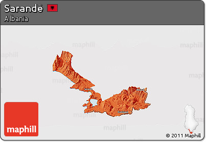 Political Panoramic Map of Sarandë, cropped outside