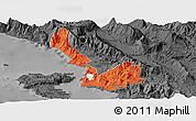 Political Panoramic Map of Sarandë, darken, desaturated