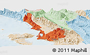 Political Panoramic Map of Sarandë, lighten