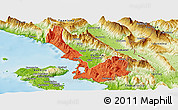 Political Panoramic Map of Sarandë, physical outside