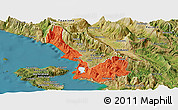 Political Panoramic Map of Sarandë, satellite outside