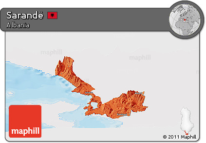 Political Panoramic Map of Sarandë, single color outside