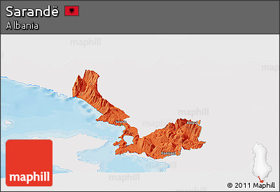 Political Panoramic Map of Sarandë, single color outside