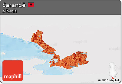 Political Panoramic Map of Sarandë, single color outside