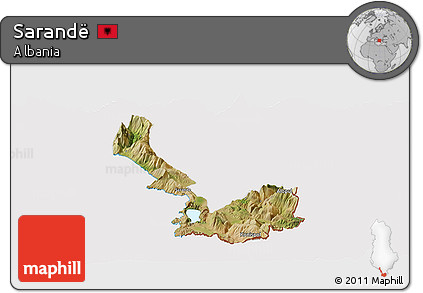 Satellite Panoramic Map of Sarandë, cropped outside