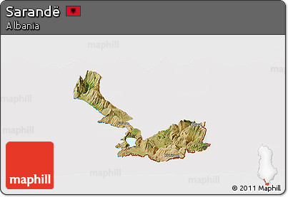 Satellite Panoramic Map of Sarandë, cropped outside