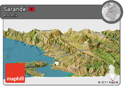 Satellite Panoramic Map of Sarandë