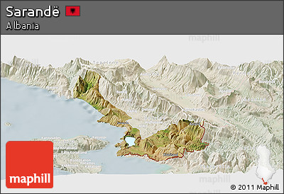 Satellite Panoramic Map of Sarandë, lighten