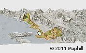 Satellite Panoramic Map of Sarandë, lighten, semi-desaturated