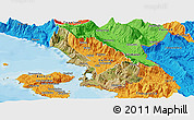 Satellite Panoramic Map of Sarandë, political outside