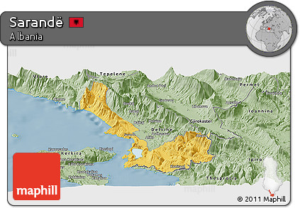 Savanna Style Panoramic Map of Sarandë