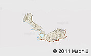 Shaded Relief Panoramic Map of Sarandë, cropped outside