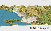 Shaded Relief Panoramic Map of Sarandë, satellite outside