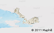 Shaded Relief Panoramic Map of Sarandë, single color outside