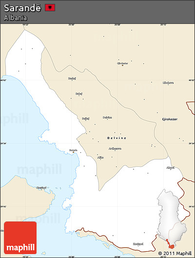 Classic Style Simple Map of Sarandë