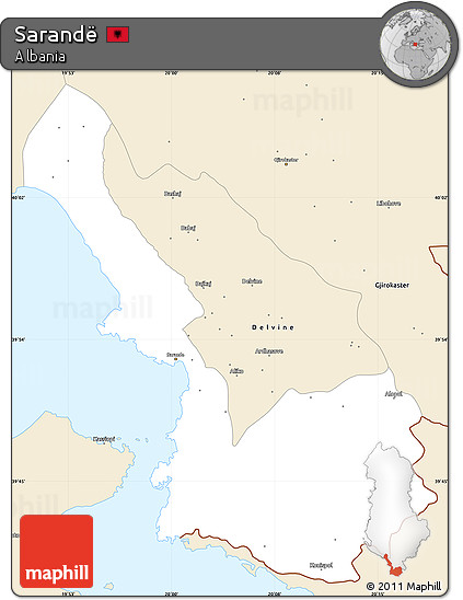 Classic Style Simple Map of Sarandë