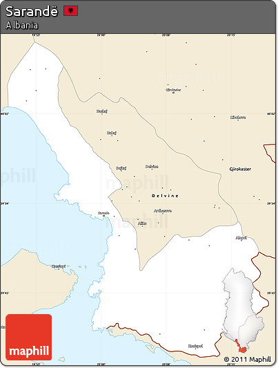 Classic Style Simple Map of Sarandë