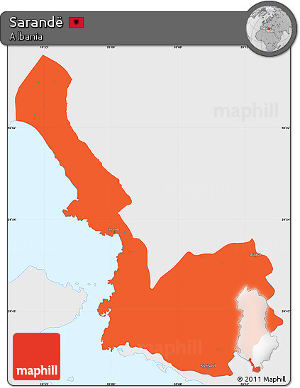 Political Simple Map of Sarandë, single color outside
