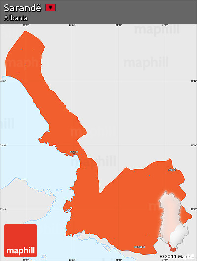 Political Simple Map of Sarandë, single color outside